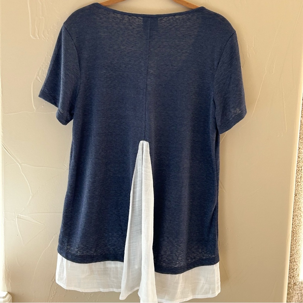 Feminine Bobeau Henley Top with Back Godet Interest